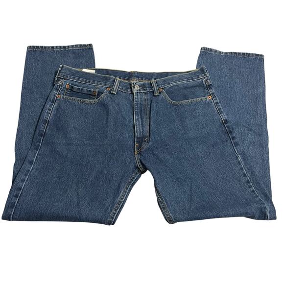 Levis 505 Mens Jeans Size 36 Blue Regular Fit Straight Zip Fly Denim Med Wash - Picture 5 of 11